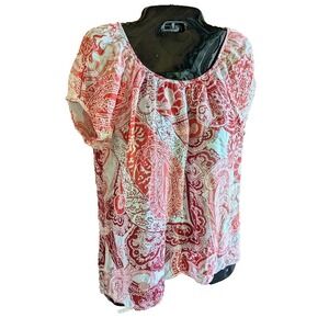 Chico's Womens Top Sz 0 S Top 100% Silk Bright Paisley Flowing Beachy Luxurious